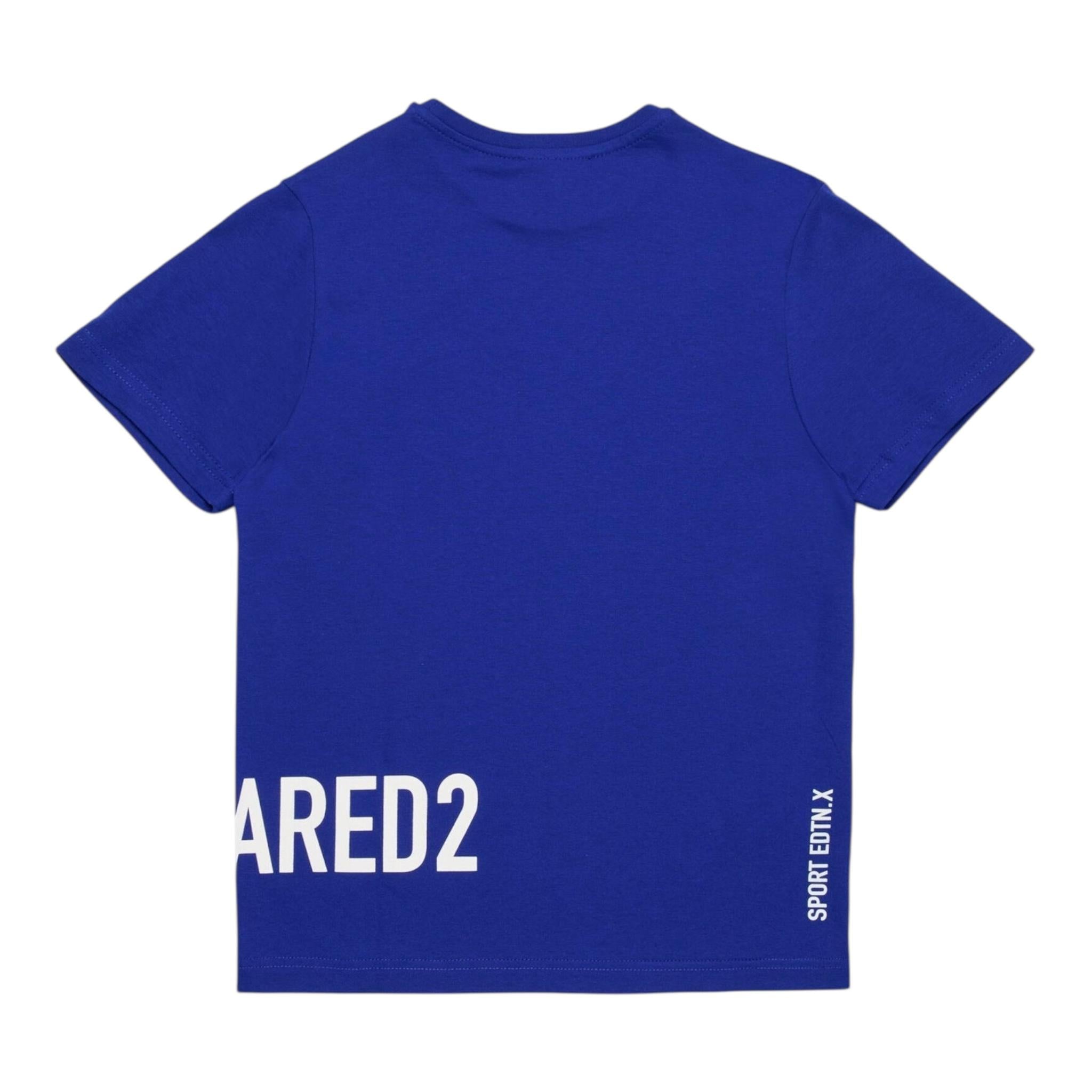 DSQUARED2 t-shirts girocollo tinta unita con stampa in contrasto Blu per Bambino DQ2537XX BLU DSQUARED2 