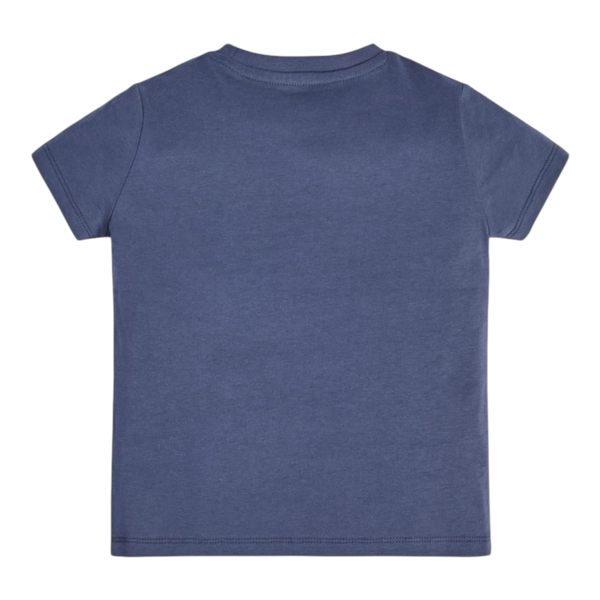 Guess T-Shirt Gircollo Tinta Unita con Stampa per Neonato N3GI16K8HM0 BLU GUESS 