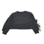 BALMAIN felpa tinta unita con frange Nero per Bambina BV4A30 NERO BALMAIN 