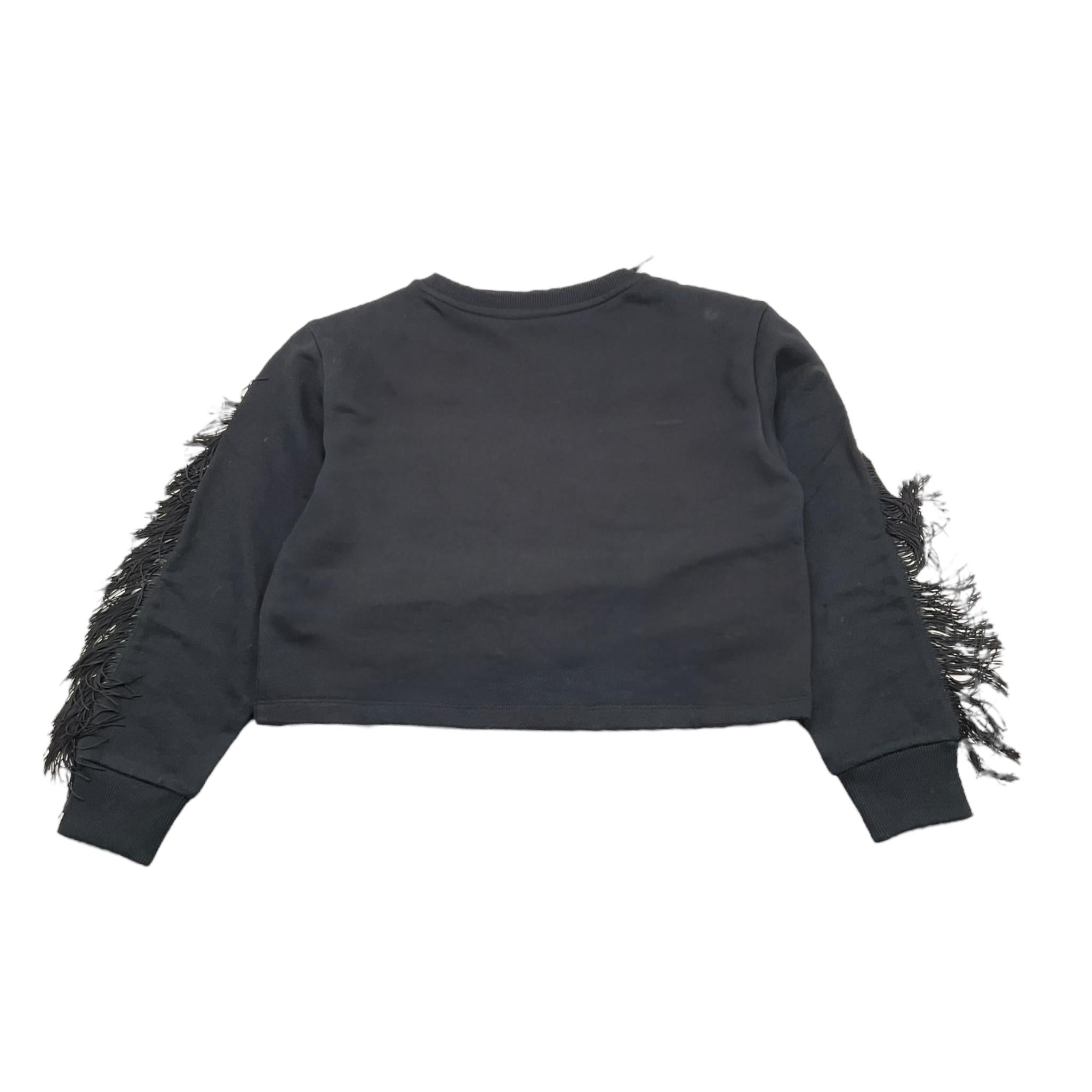 BALMAIN felpa tinta unita con frange Nero per Bambina BV4A30 NERO BALMAIN 