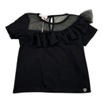 Please T-Shirt Tinta Unita Velata per Bambina MB30032G73X NERO PLEASE 