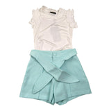 Fun & Fun Completo 2 Pezzi Body-Short Bicolore per Neonata FNCBBD01057X BIANCO/AZZURRO FUN & FUN 