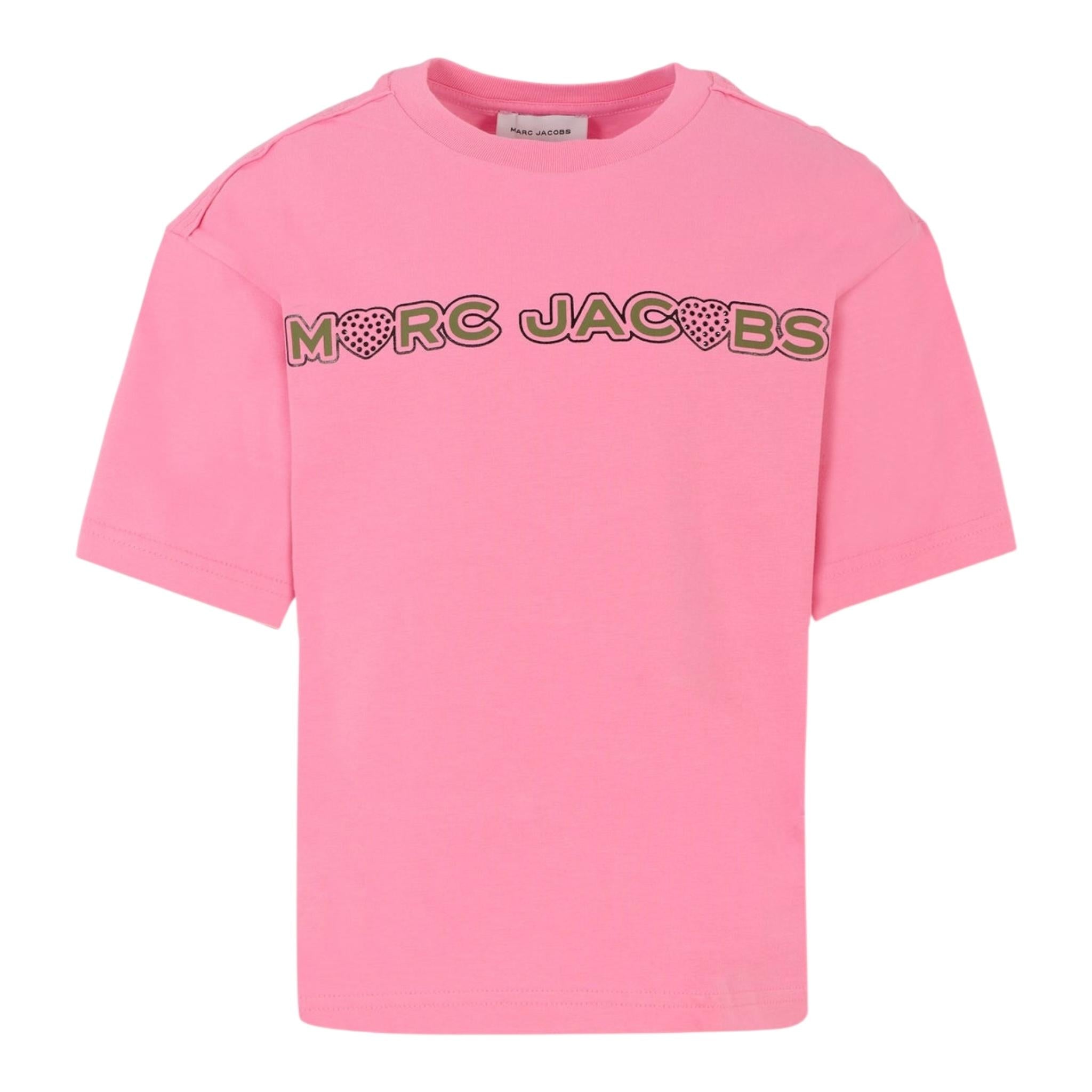 Marc Jacobs T-Shirt Girocollo Tinta Unita con Stampa per Bambina W60280 ROSA MARC JACOBS 