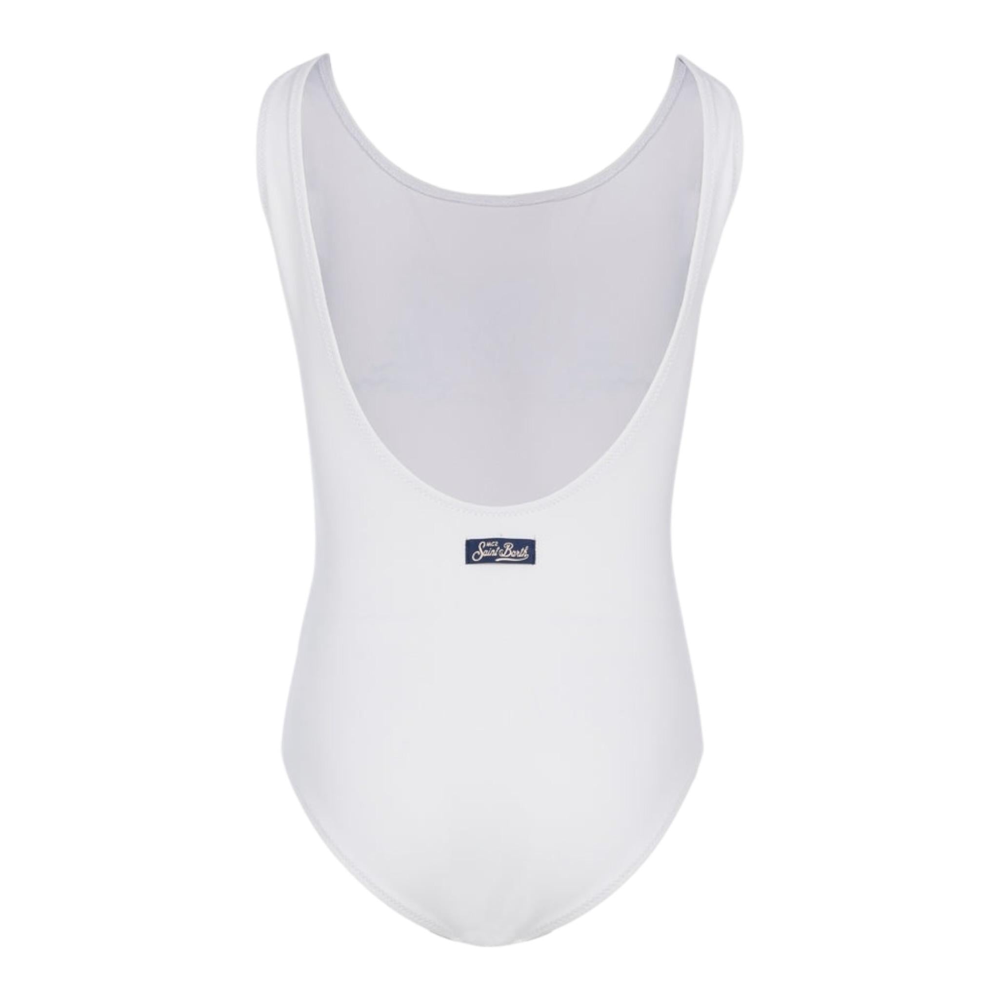 Saint Barth Costume Intero Tinta Unita con Brillantini per Bambina CARA00101 BIANCO SAINT BARTH 