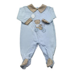 Isabel & Martinez Tutina Manica Lunga Tinta Unita con Ricami per Neonato IM25N478 AZZURRO ISABEL & MARTINEZ 