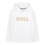 Boss Felpa Tinta Unita con Cappuccio E Stampa per Bambino J52027 BIANCO BOSS 