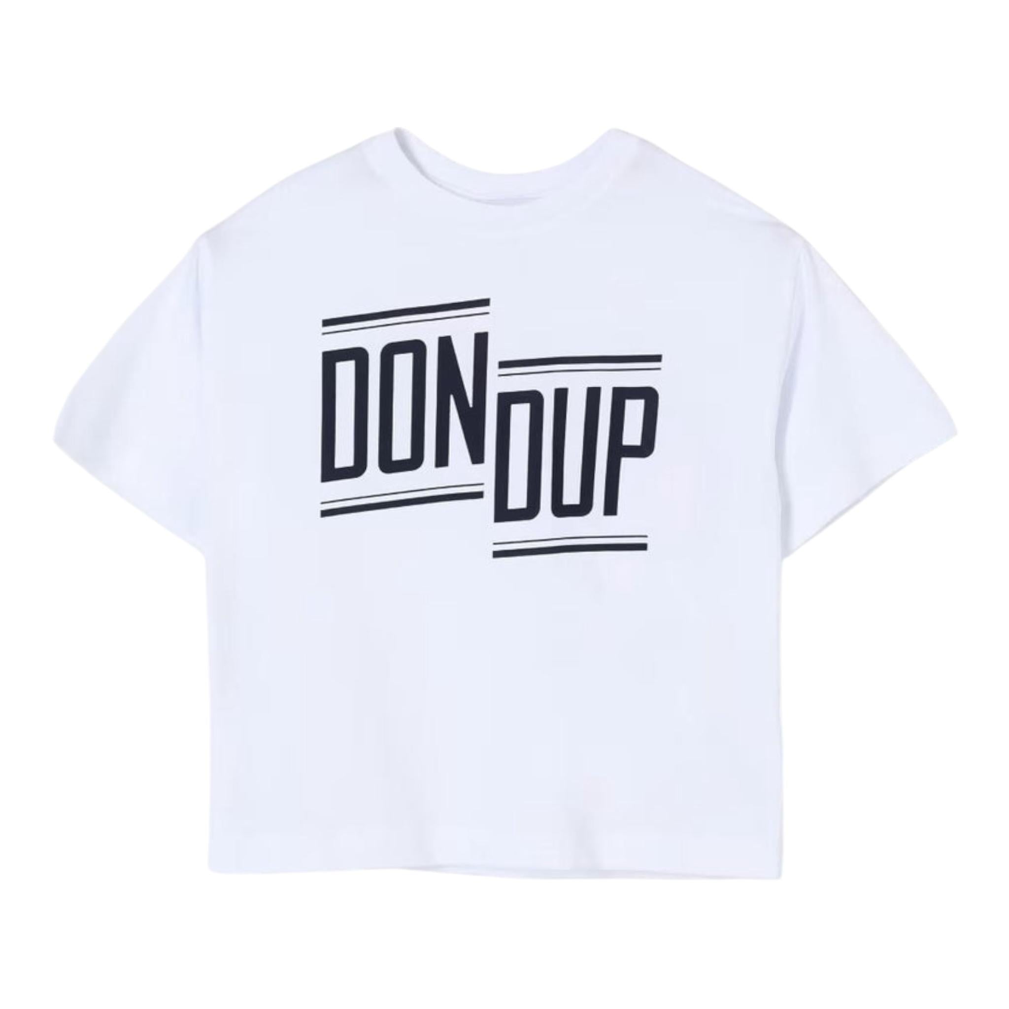 Dondup T-Shirt Girocollo Tinta Unita con Stampa per Bambina DMTS042X BIANCO DONDUP 