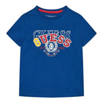 Guess T-Shirt Girocollo Tinta Unita con Stampa per Bambino N5RI00K8HM4JX BLU GUESS 