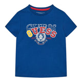 Guess T-Shirt Girocollo Tinta Unita con Stampa per Bambino N5RI00K8HM4JX BLU GUESS 