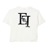 Elisabetta Franchi T-Shirt Girocollo Tinta Unita con Logo per Bambina EFTS217 BIANCO ELISABETTA FRANCHI 