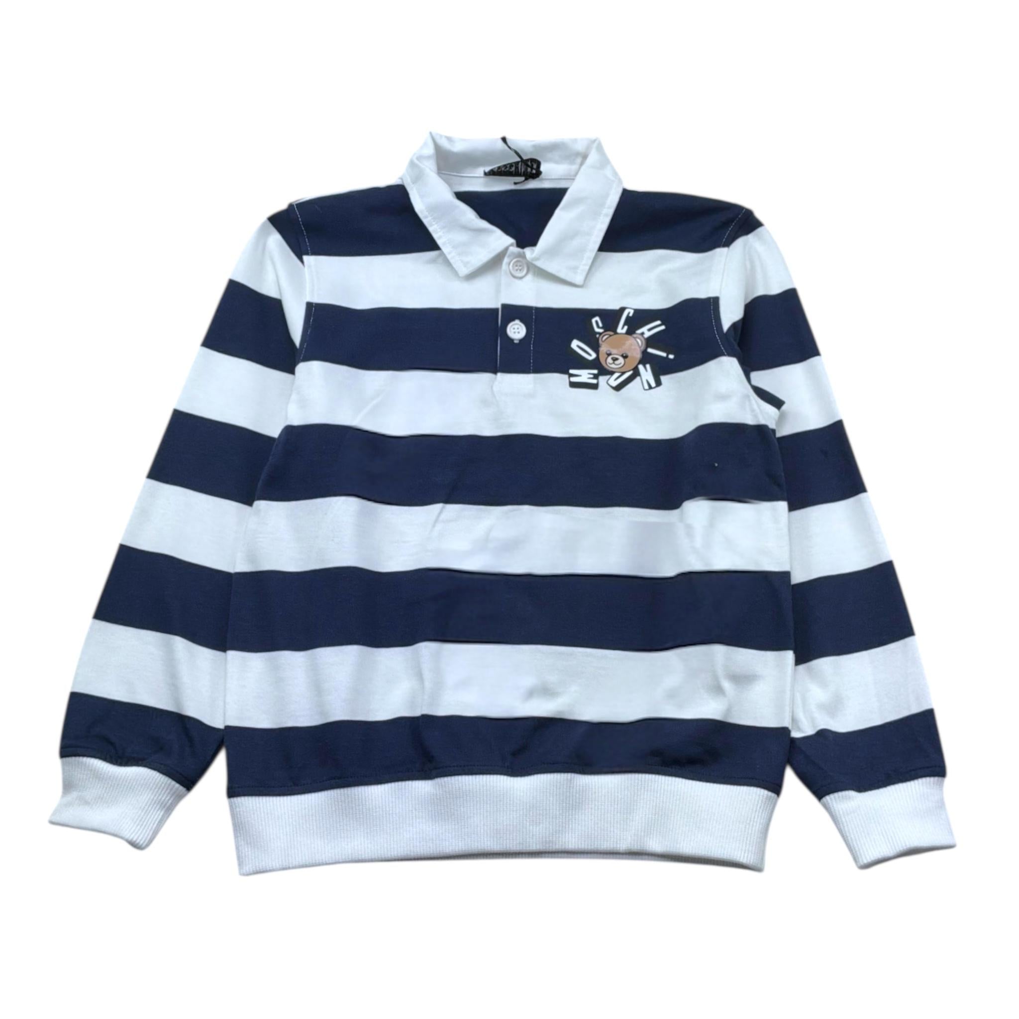 Moschino felpa Manica Lunga Bicolore con Fantasia A Righe per Bambino HUO010 BIANCO/BLU MOSCHINO 