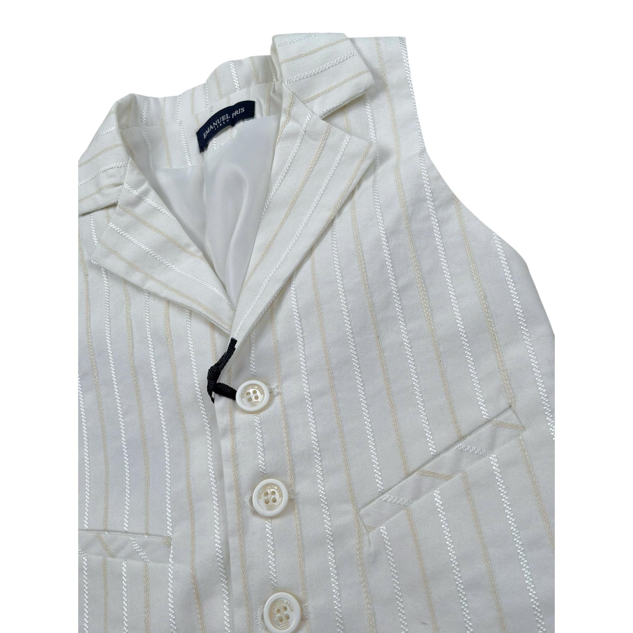Emanuel Pris Gilet Tinta Unita con Fantasia per Bambino EPC2090B PANNA EMANUEL PRIS 