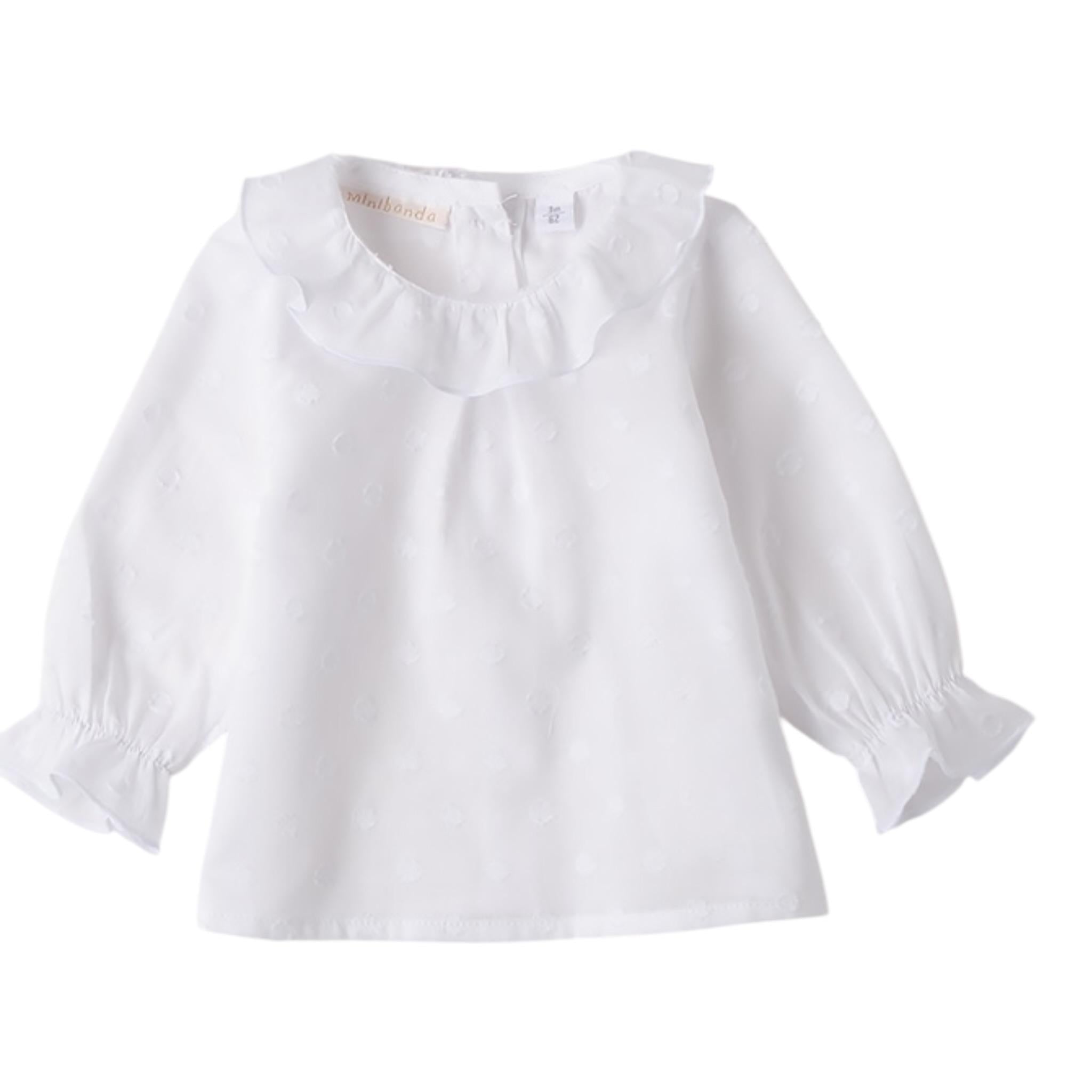 Mini Banda Camicia tinta unita con Colletto Bianco per Neonata 3B700X BIANCO MINI BANDA 
