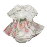 Barcellino Completo 2 Pezzi Camicia Body-Salopette Bicolore per Neonata 121304 BIANCO/ROSA BARCELLINO 