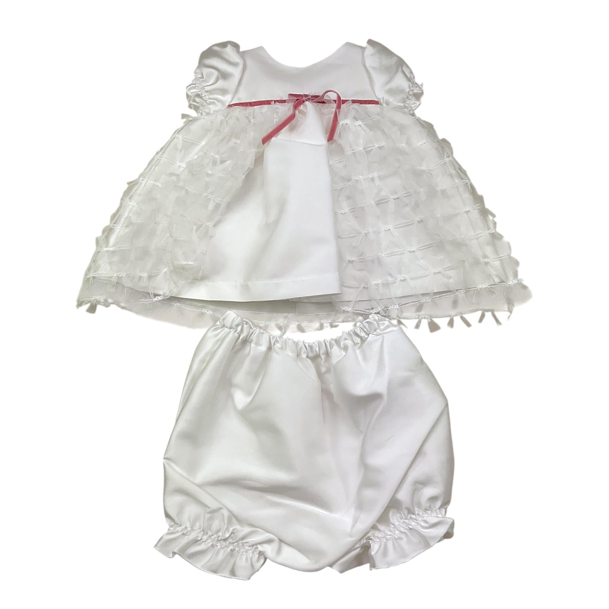 La Stupenderia Set Abito Cerimonia-Culotte Tinta Unita per Neonata CBAB54 BIANCO LA STUPENDERIA 