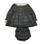 VALENTINA BEBES set abito-coulotte fantasia scozzese e colletto Verde per Bambina MAR86J VERDE VALENTINA BEBES 