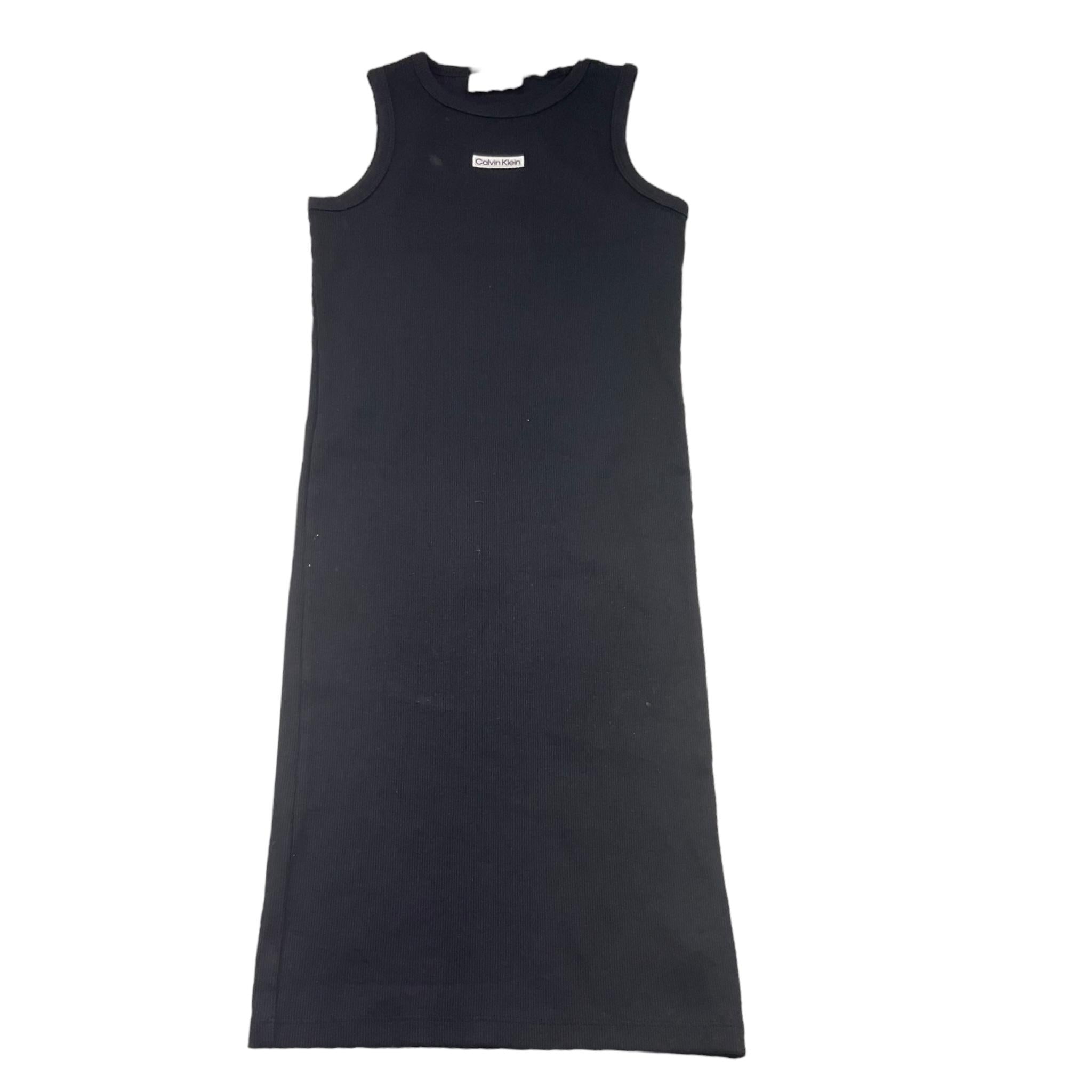 Calvin Klein Abito Tinta Unita Giromanica con Logo per Bambina IG0IG02906 NERO CALVIN KLEIN 