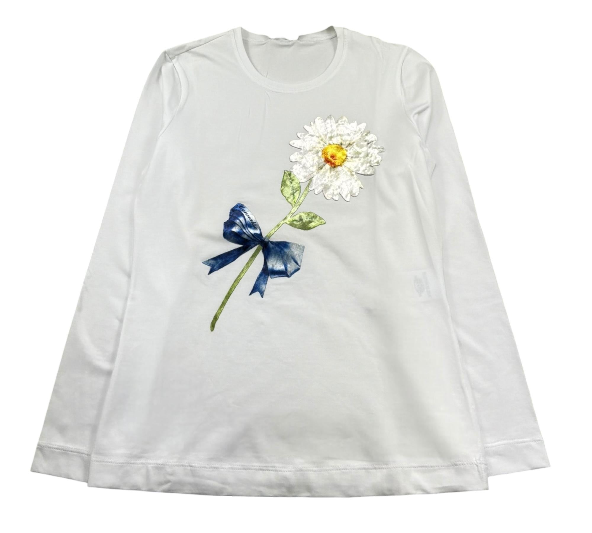 Monnalisa Shirt Girocollo Tinta Unita con Stampa per Bambina 113605A2 BIANCO MONNALISA 