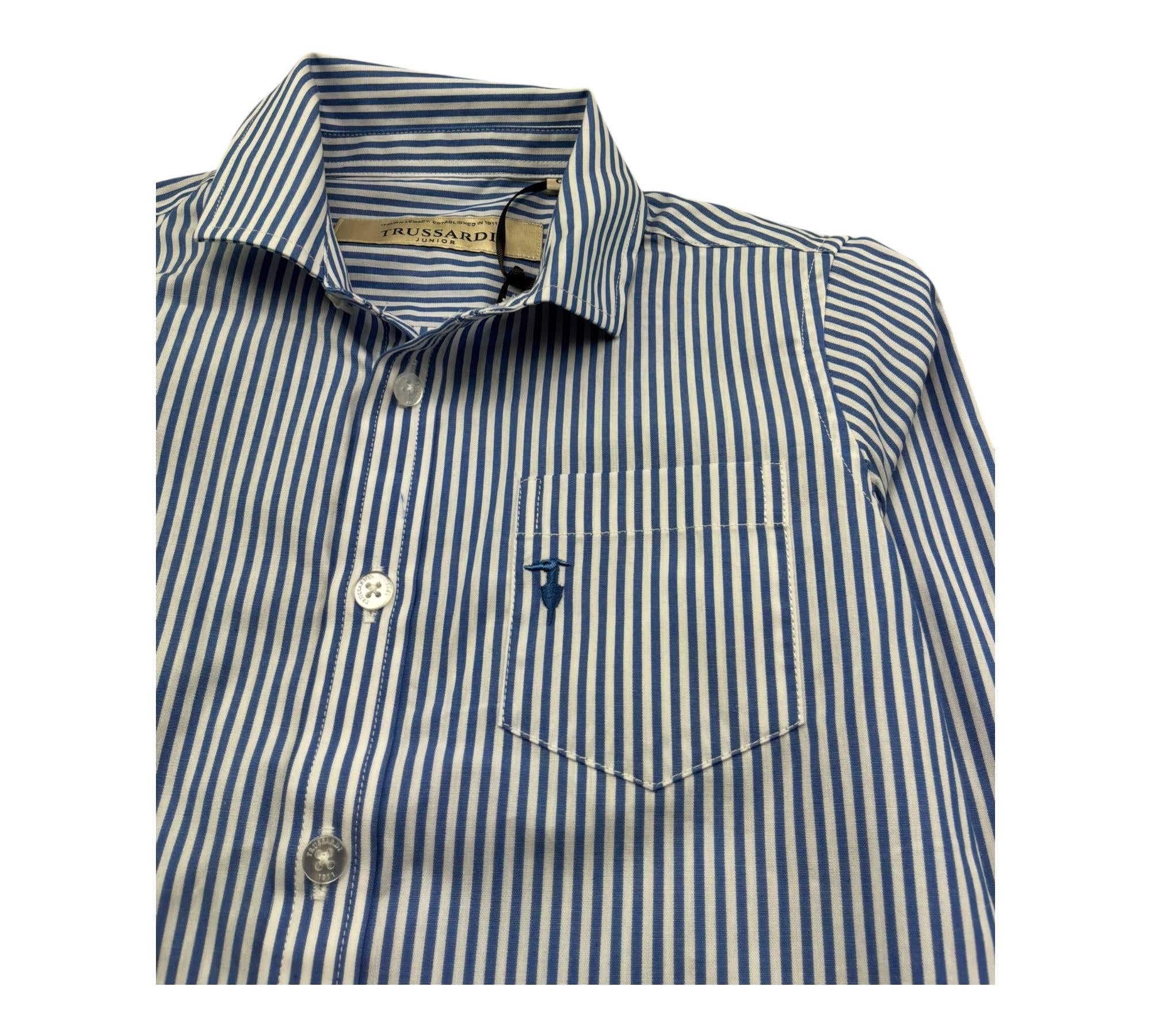 Trussardi Camicia Manica Lunga Fantasia A Righe per Bambino TBP26034CA BIANCO/BLU TRUSSARDI 