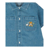 Moschino Camicia In Denim Tinta Unita Mezza Manica per Bambina MUC01FJ BLU MOSCHINO 