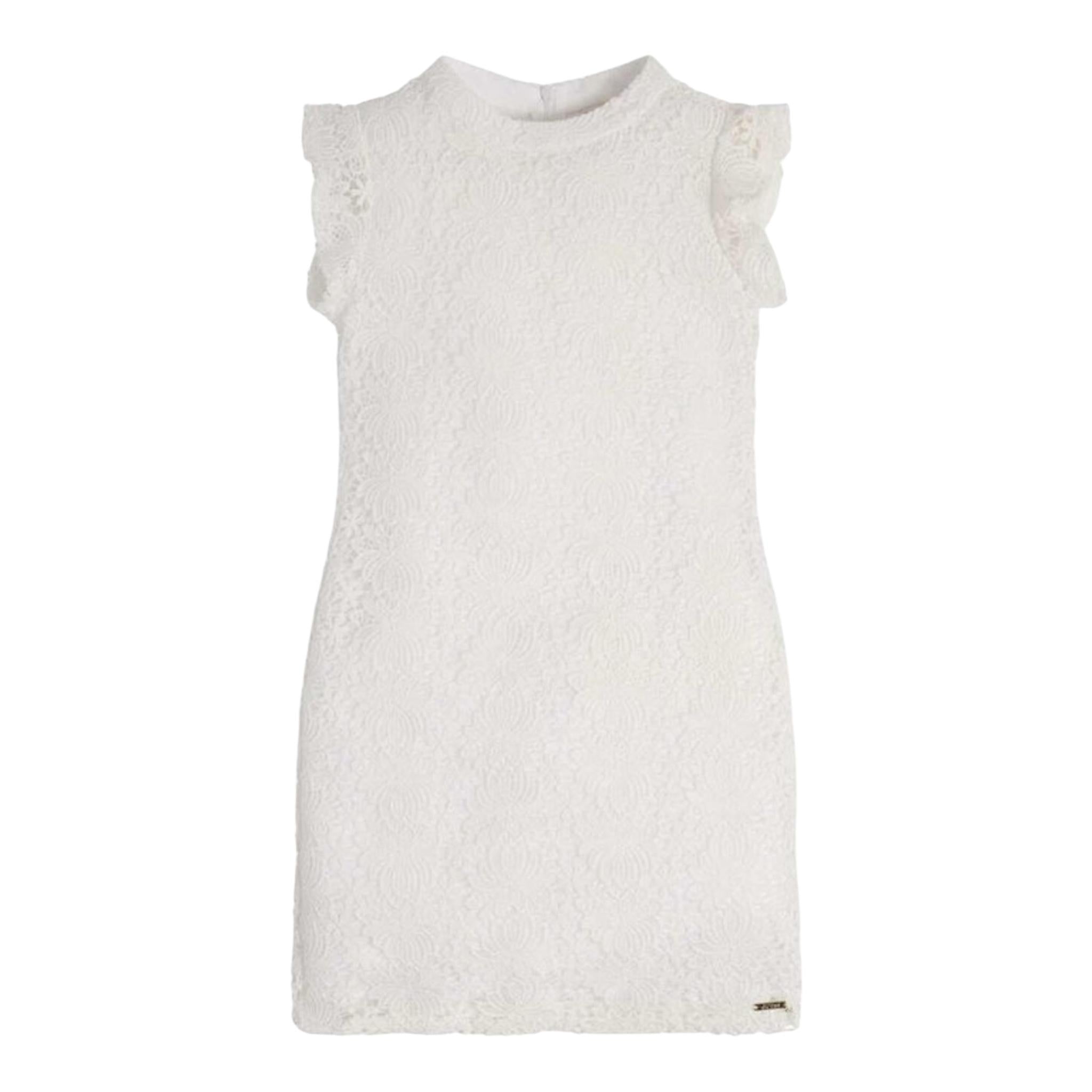 Guess Abito Tinta Unita con Ricami per Bambina J3GK14WFBD0 BIANCO GUESS 