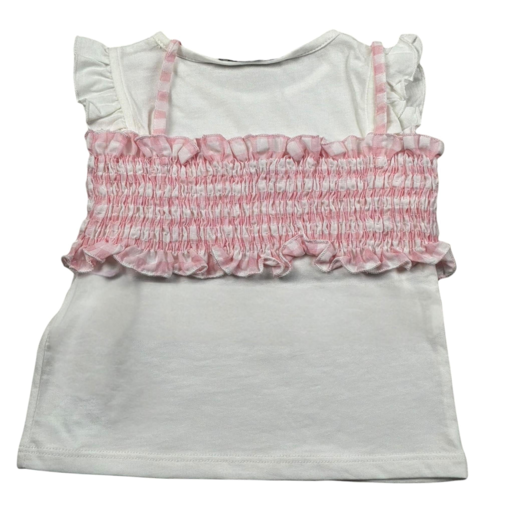 Please T-Shirt Girocoll Tinta Unita con Top per Neonata MQ02030G71 BIANCO PLEASE 