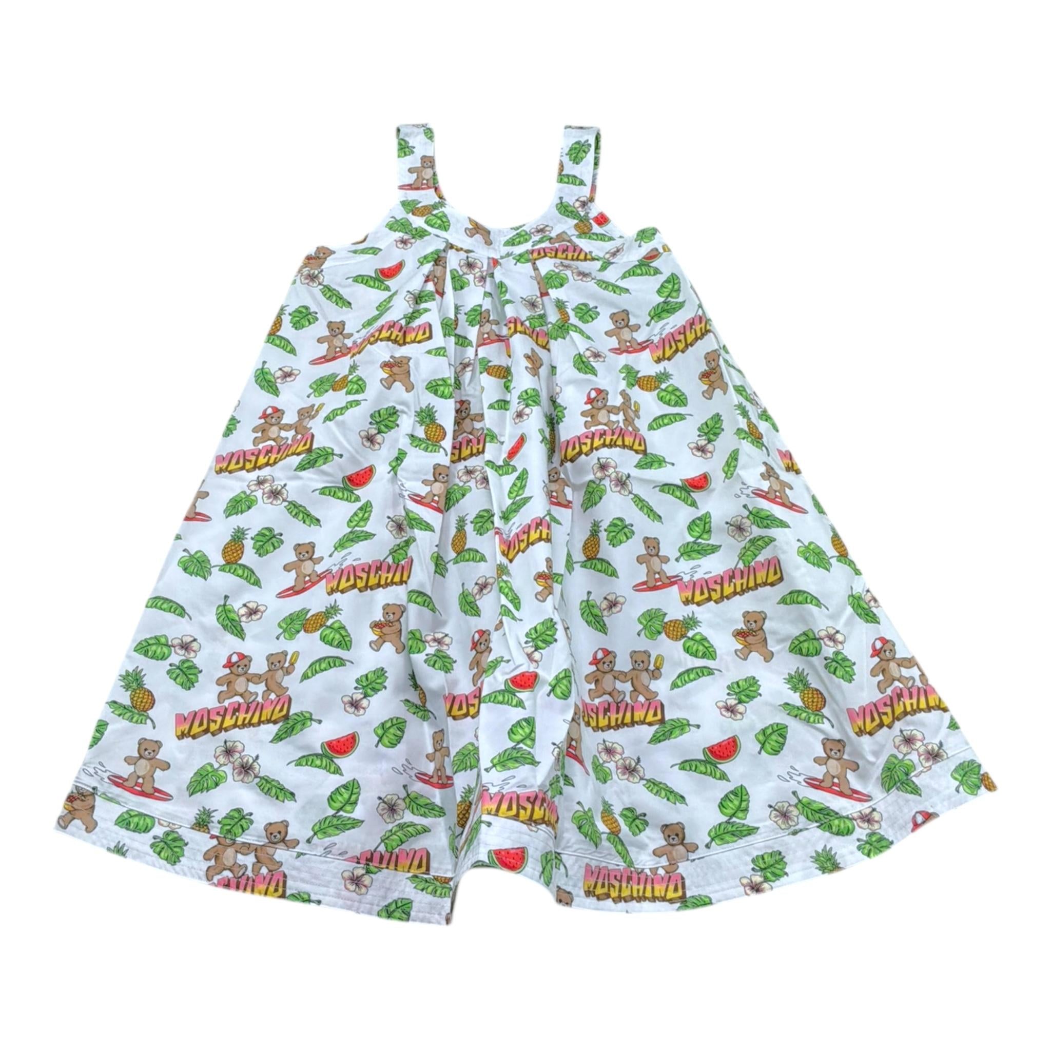 Moschino Abito Tinta Unita con Fantasia per Bambina HDV0HF BIANCO MOSCHINO 