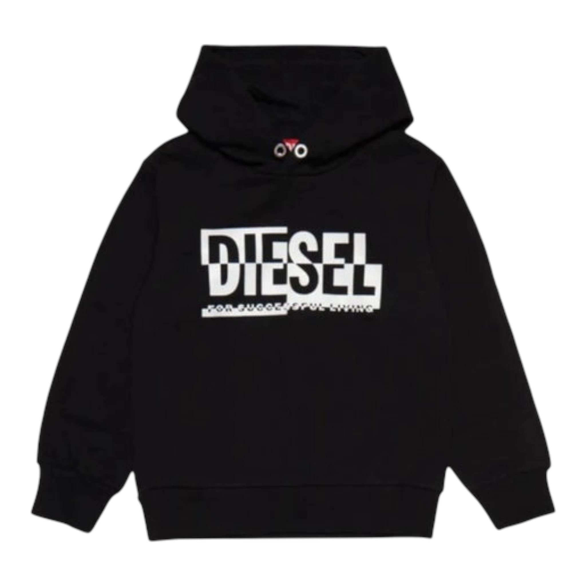 Diesel Felpa Chiusa con Cappuccio Tinta Unita per Bambina J01457X NERO DIESEL 