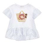 Monnalisa Maxi T-Shirt Girocolo Tinta Unita con Stampa per Neonata 19E625N BIANCO MONNALISA 