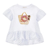 Monnalisa Maxi T-Shirt Girocolo Tinta Unita con Stampa per Neonata 19E625N BIANCO MONNALISA 