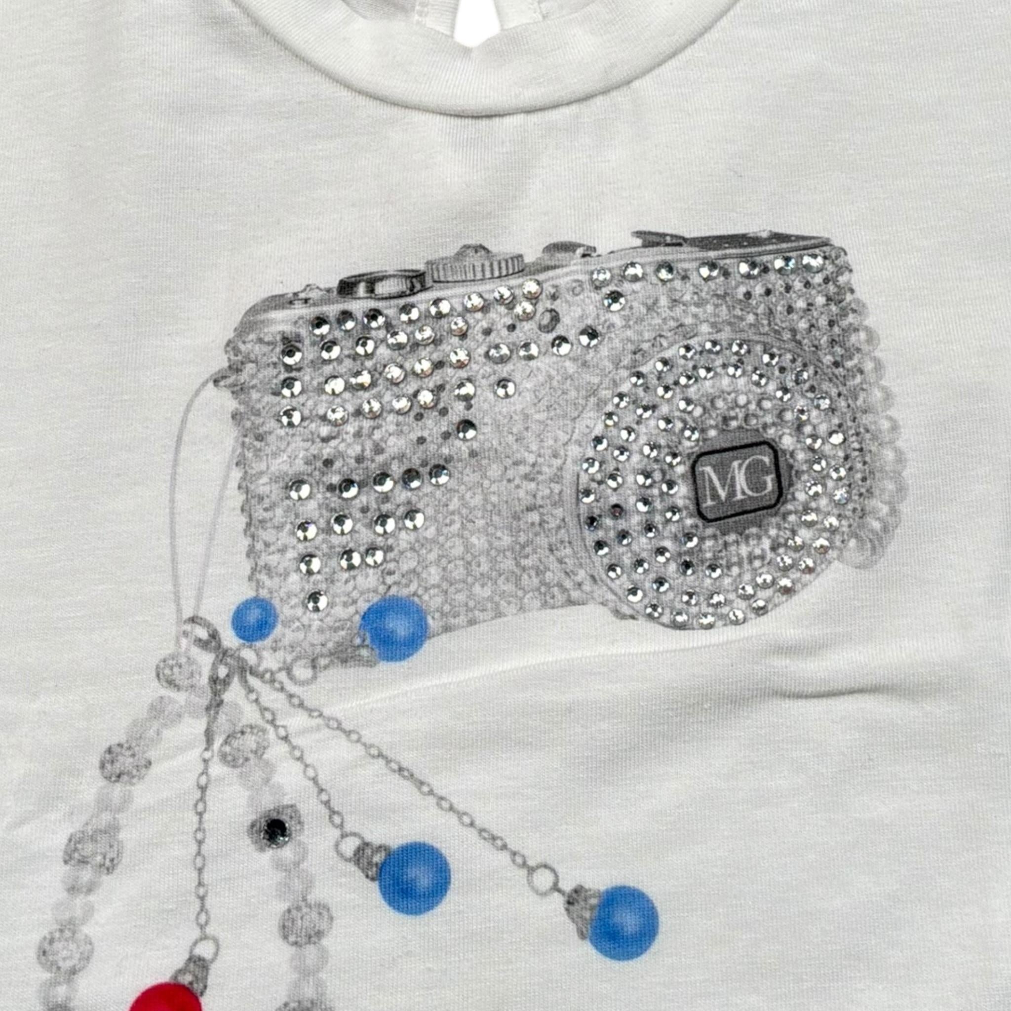 Miss Grant T-Shirt Girocollo tinta unita con Stampa Bianco per Neonata MG1235N BIANCO MISS GRANT 