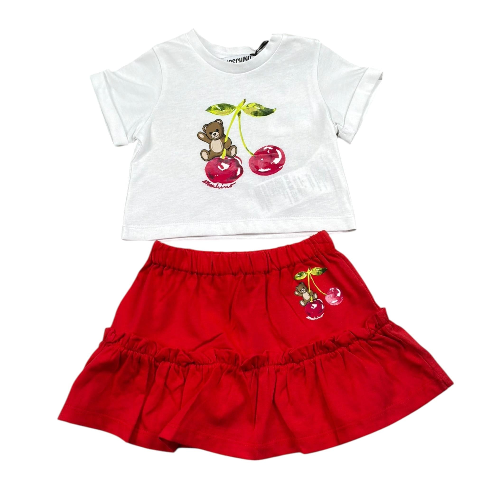 Moschino Completo 2 Pezzi Bicolore T-Shirt-Gonna per Neonata MDG01T BIANCO/ROSSO MOSCHINO 