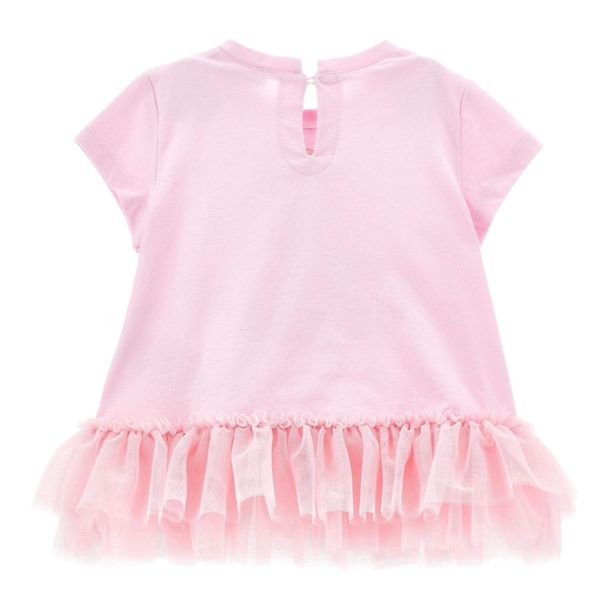 Monnalisa Maxi T-Shirt Girocollo Tinta Unita con Brillantini per Neonata 39E615 ROSA MONNALISA 