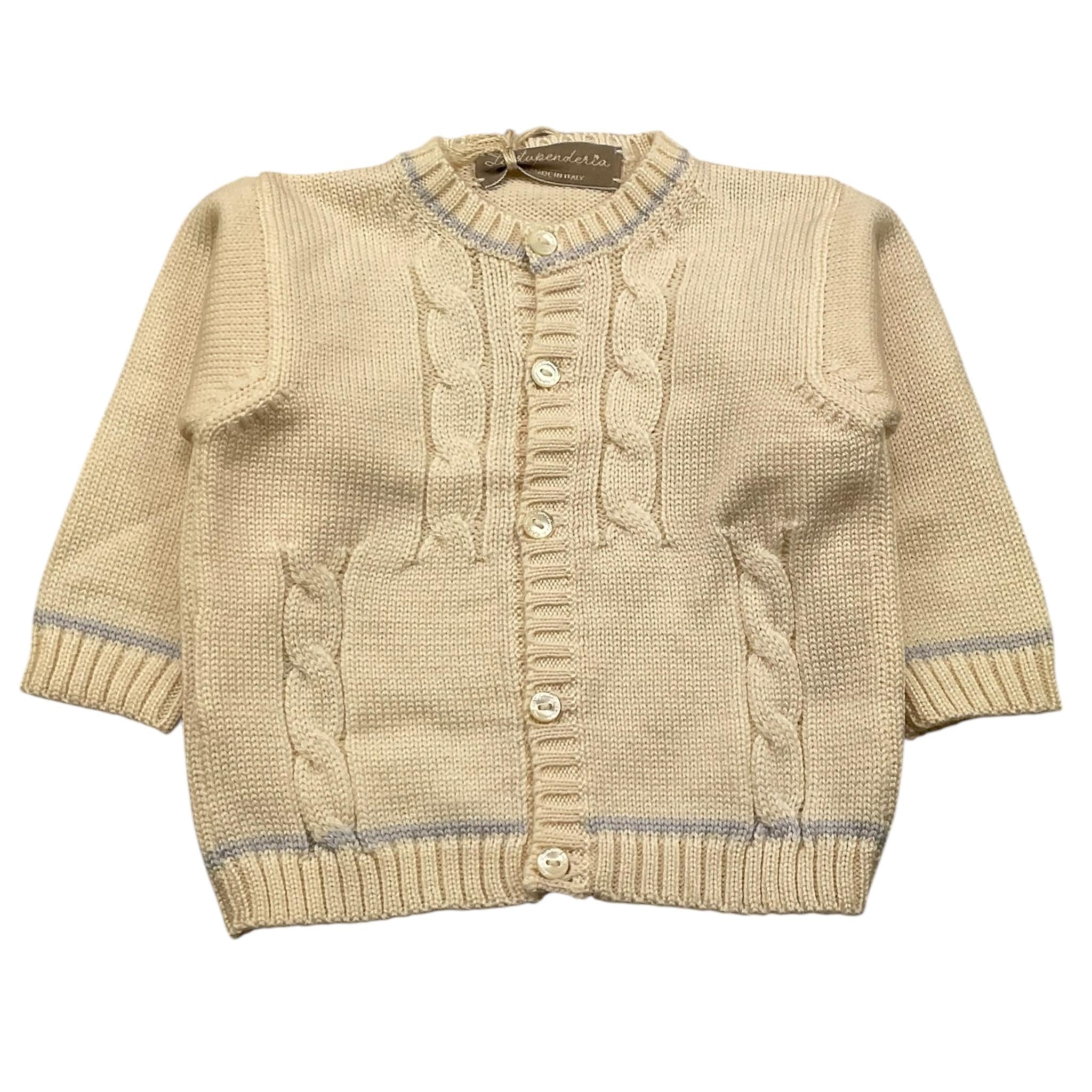 LA STUPENDERIA cardigan tinta unita con ricami Panna per Neonato WBCR03 PANNA LA STUPENDERIA 