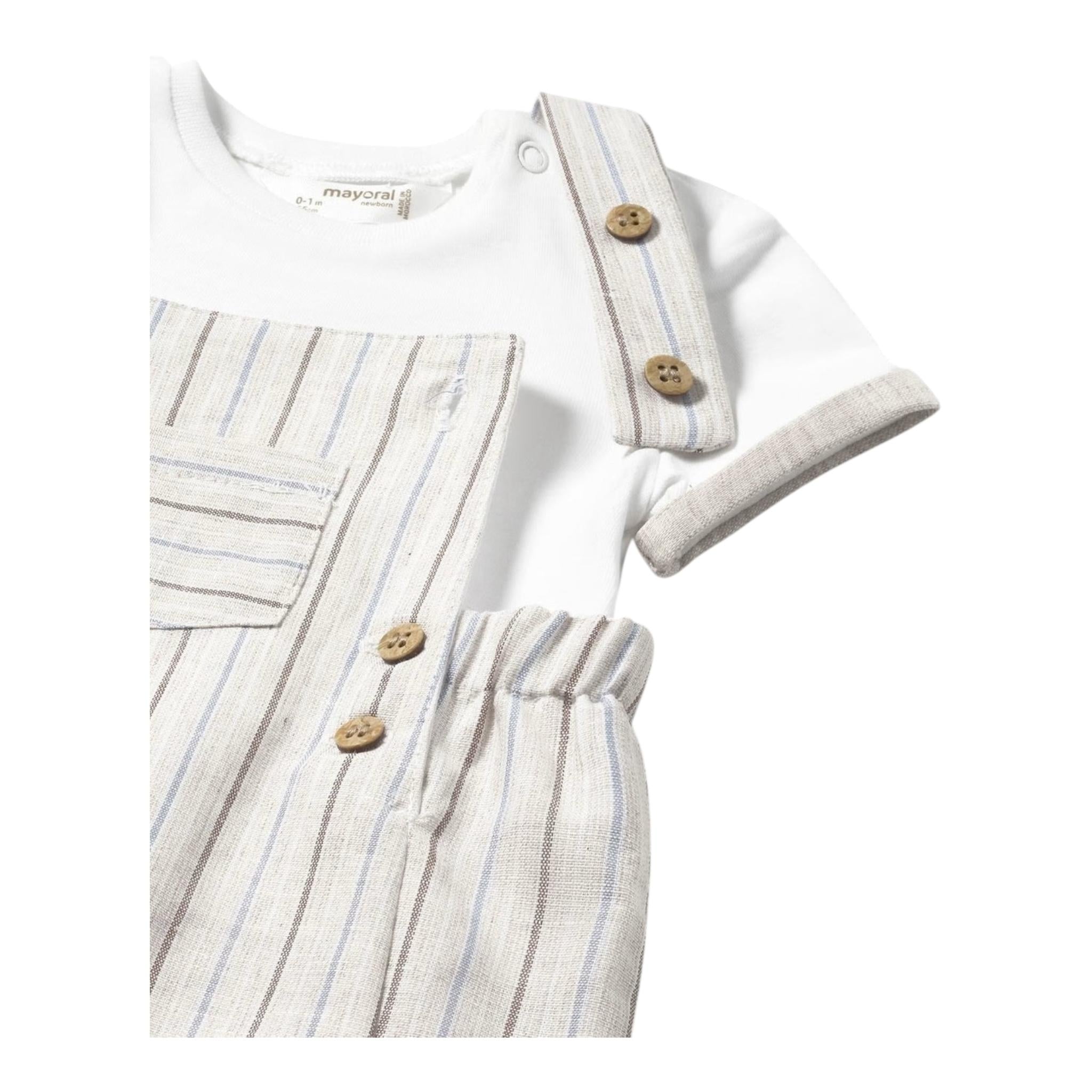 Mayoral Completo 2 Pezzi T-Shirt-Salopette Bicolore per Neonato 1621 BIANCO/BEIGE MAYORAL 