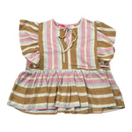 Kaos Top Tricolore con Fantasia A Righe per Bambina KS130 ROSA KAOS 