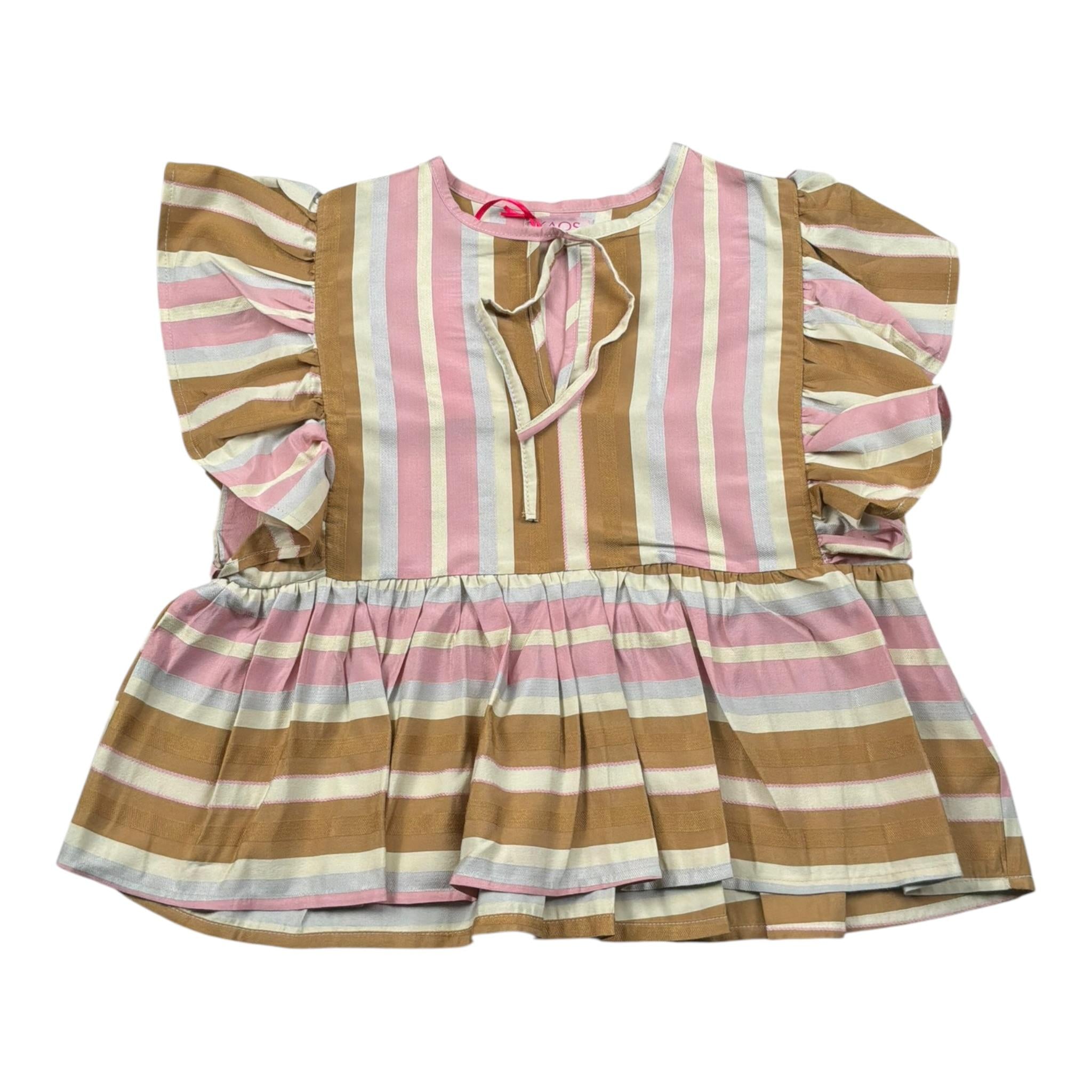 Kaos Top Tricolore con Fantasia A Righe per Bambina KS130 ROSA KAOS 