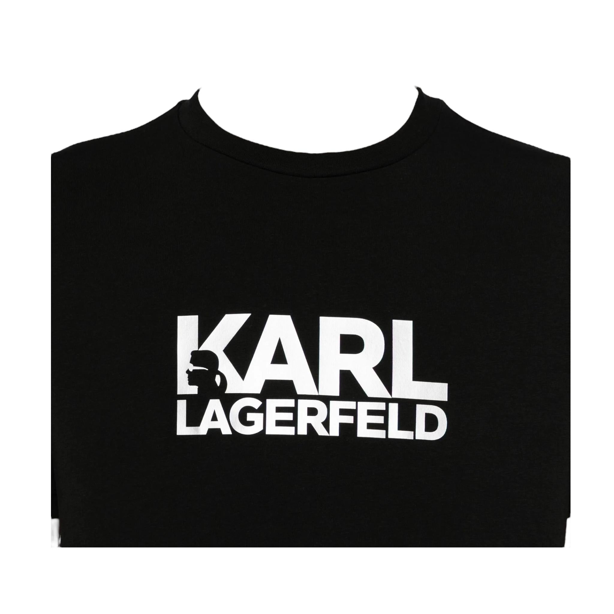Karl Lagerfeld T-Shirt Girocollo Tinta Unita con Logo per Bambino Z30435 NERO KARL LAGERFELD 