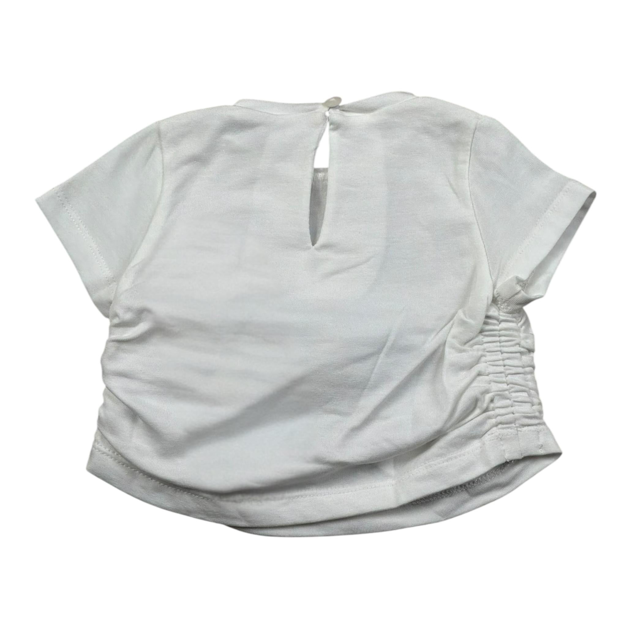 M+E' T-Shirt Girocollo Tinta Unita con Stampa per Neonata UE1858NX PANNA M+E' 