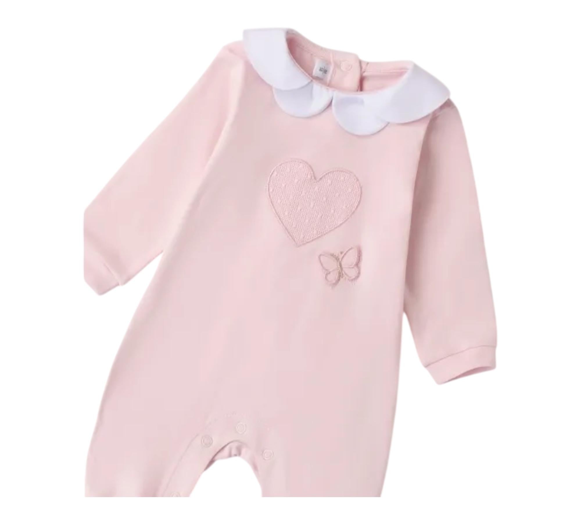 Minibanda Tutina Manca Lunga Tinta Unita con Cuore per Neonata 3B773 ROSA MINIBANDA 