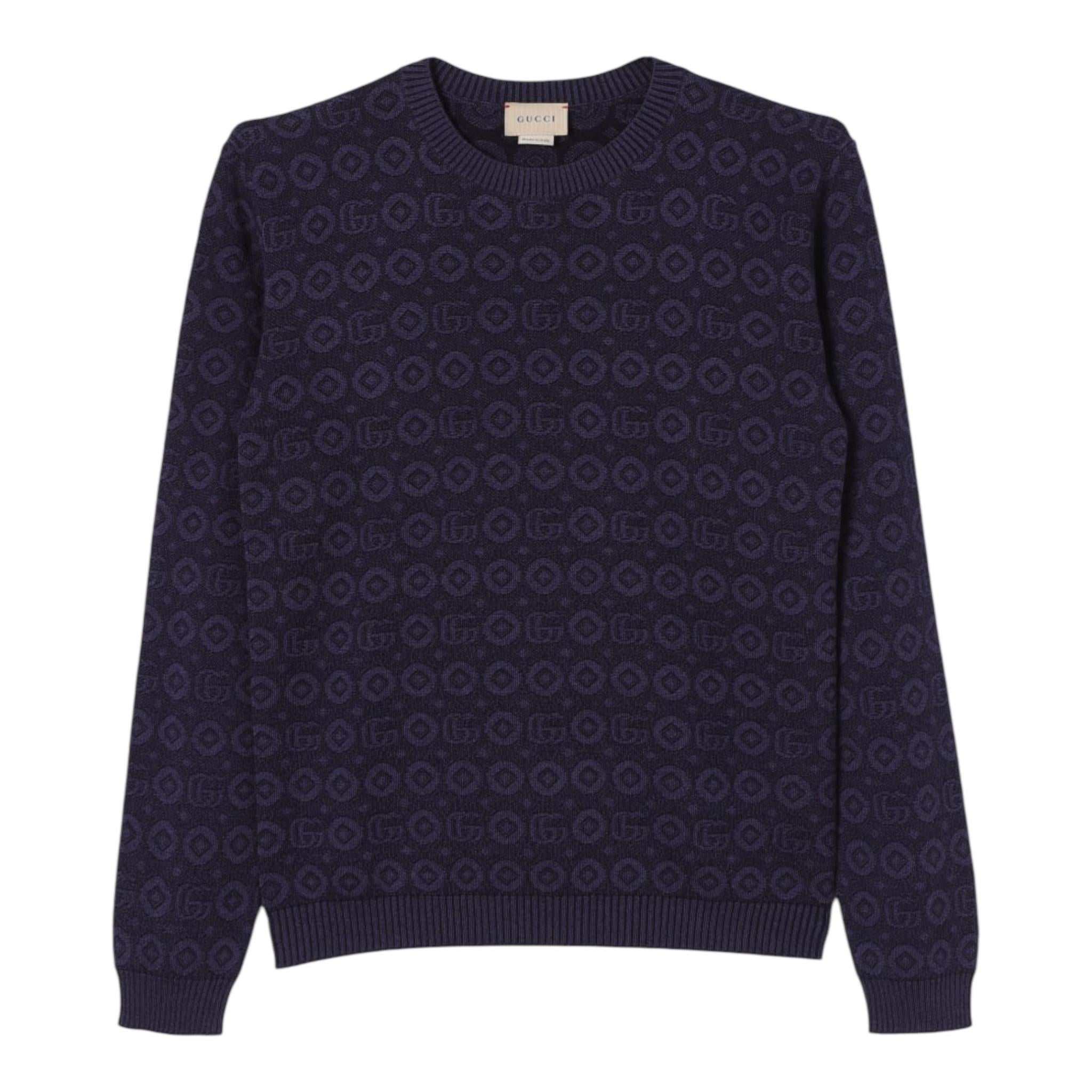 GUCCI maglia girocollo tinta unita con loghi Blu per Bambino 785472 BLU GUCCI 