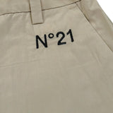 N°21 Short Tinta Unita con Logo per Bambina N2101D BEIGE N°21 