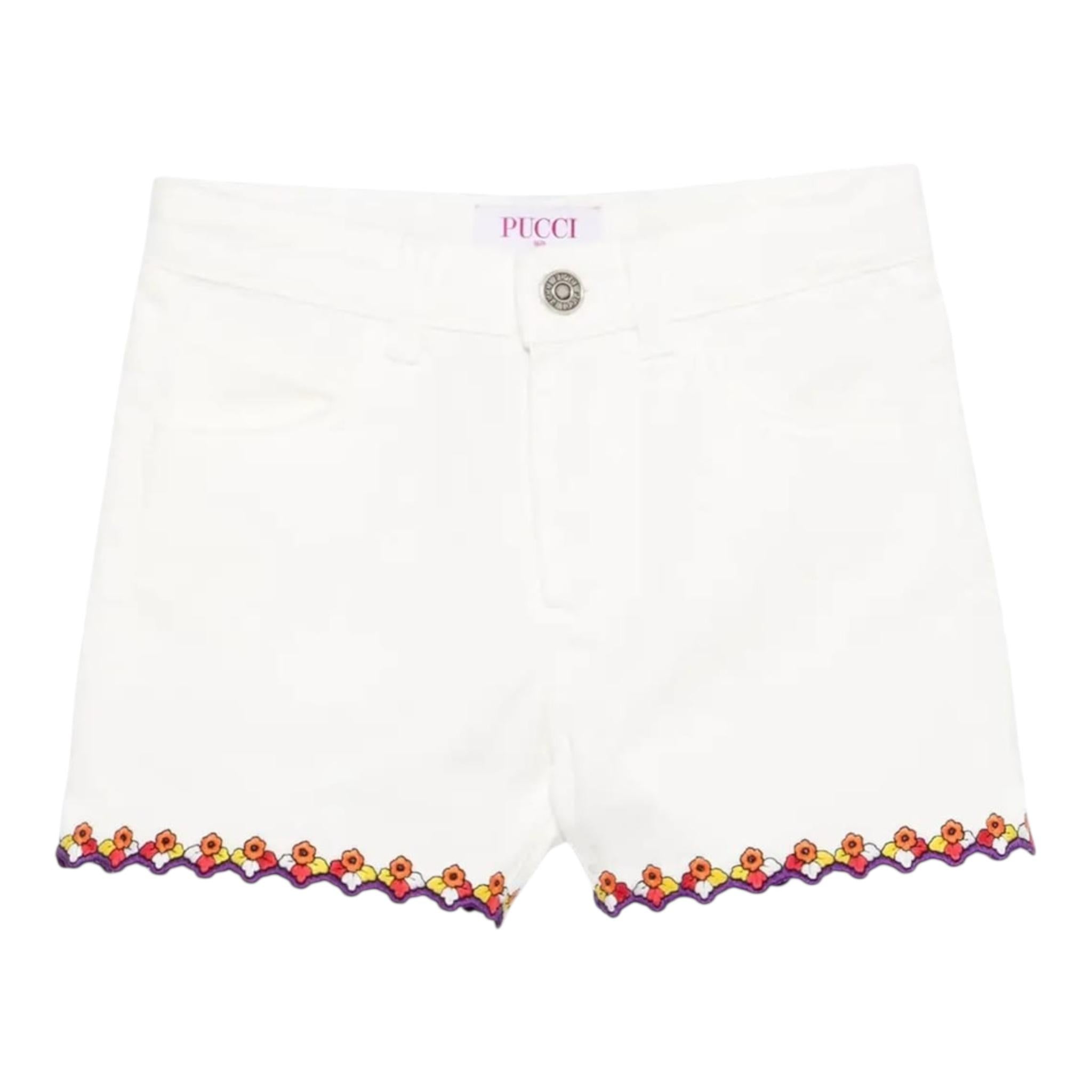 Emilio Pucci Short Tinta Unita con Profili In Contrasto per Bambina PW6A69 BIANCO EMILIO PUCCI 