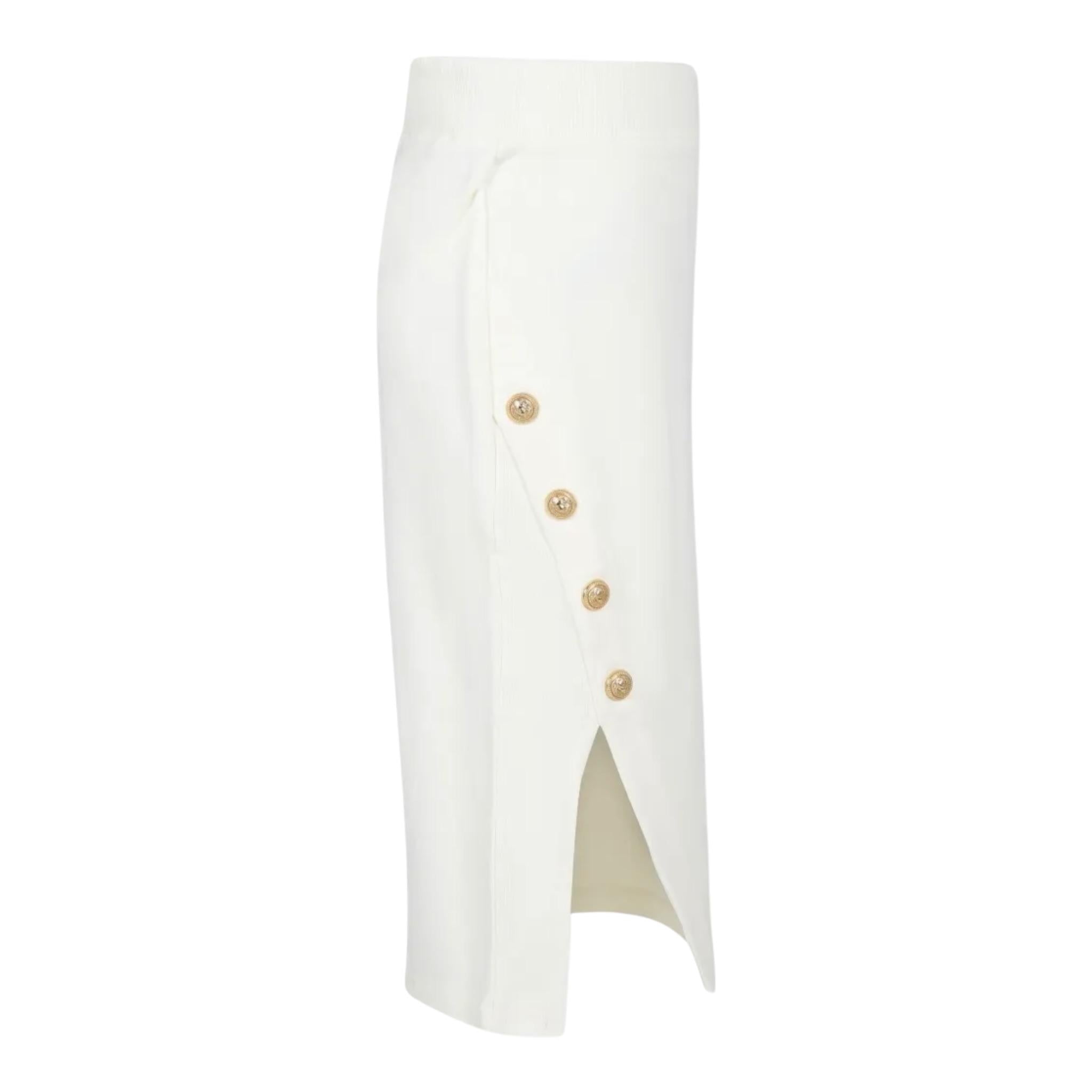 Balmain Gonna Tuta Tinta Unita con Bottoni per Bambina BV7A70 PANNA BALMAIN 