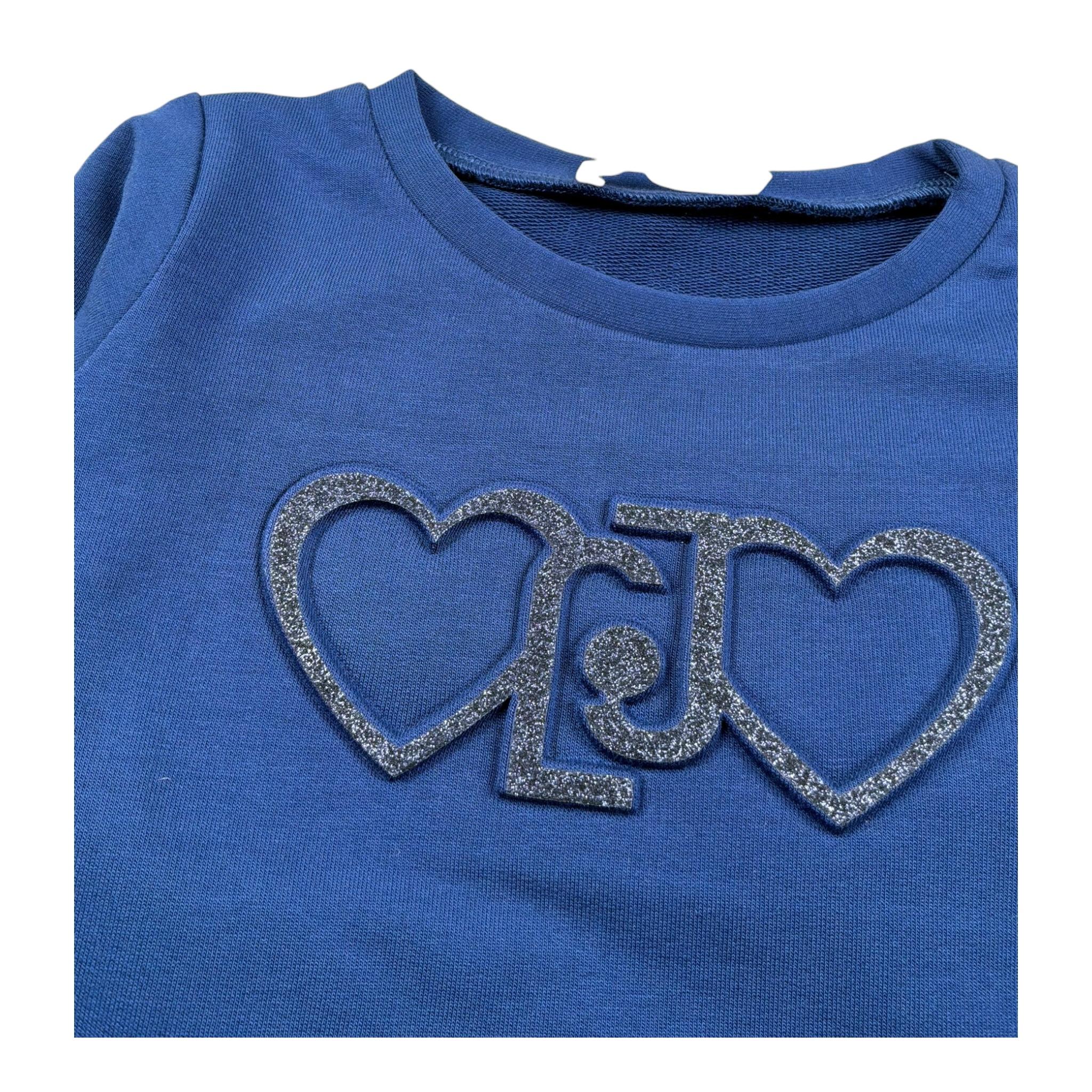 Liu Jo Felpa Chiusa Girocollo Tinta Unita con Logo per Neonata KA5014NX BLU LIU JO 