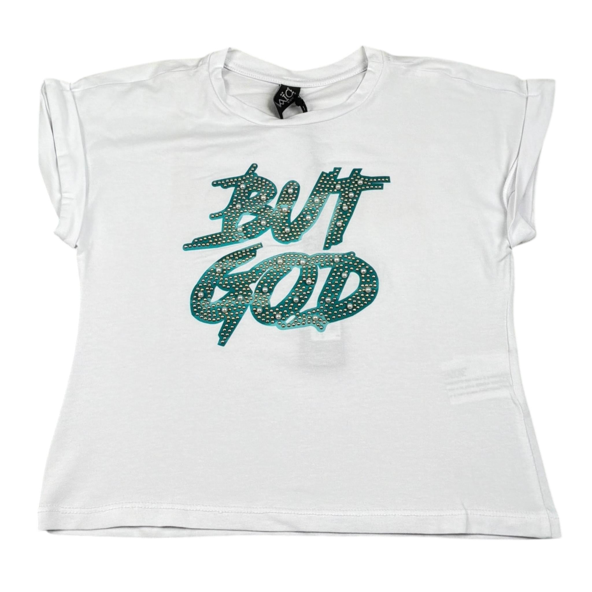 Naice t-shirt Tinta Unita con Stampa per Bambina 27143 BIANCO NAICE 