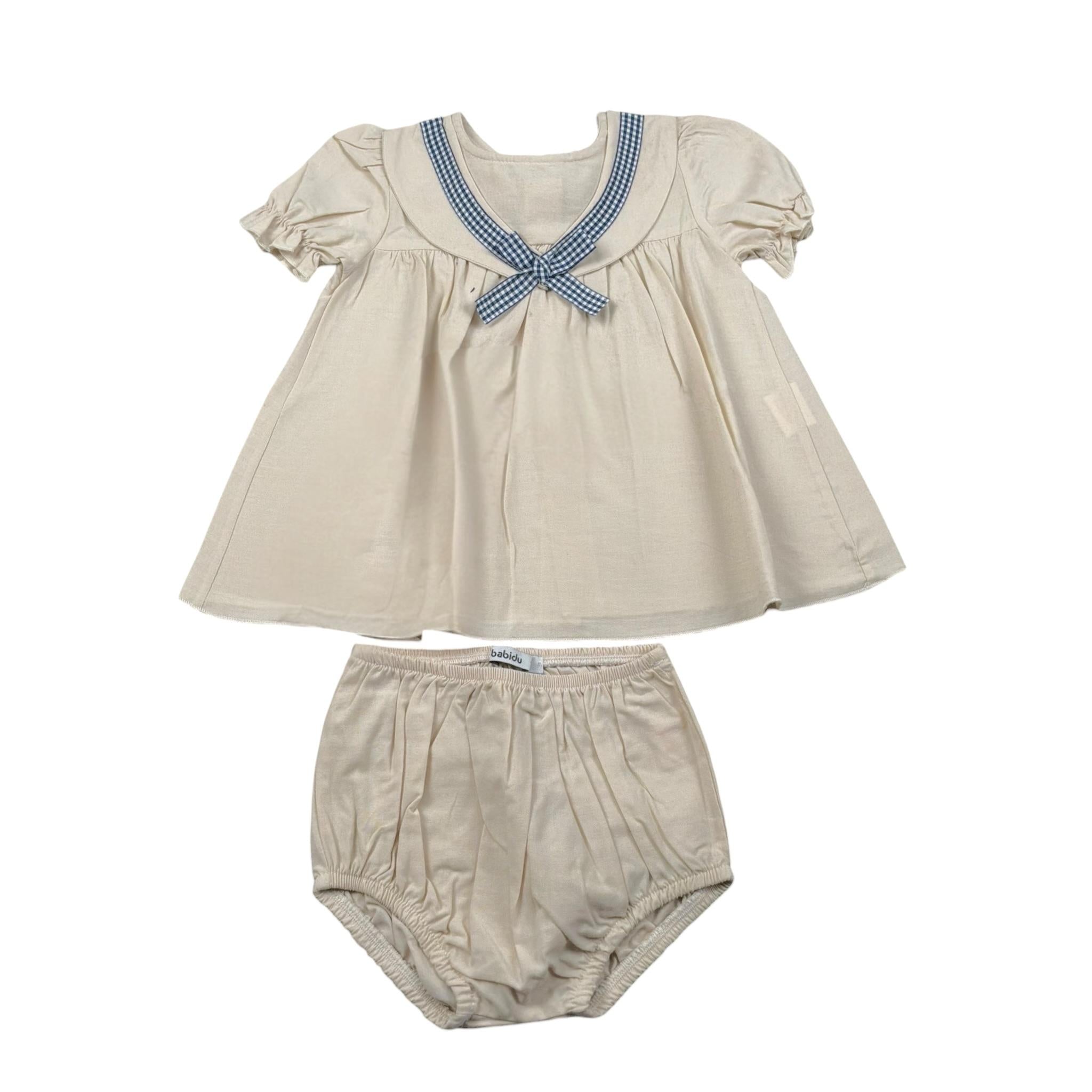 Babidu Abito Tinta Unita con Fantasia - Coulotte per Neonata 344022 BEIGE BABIDU 