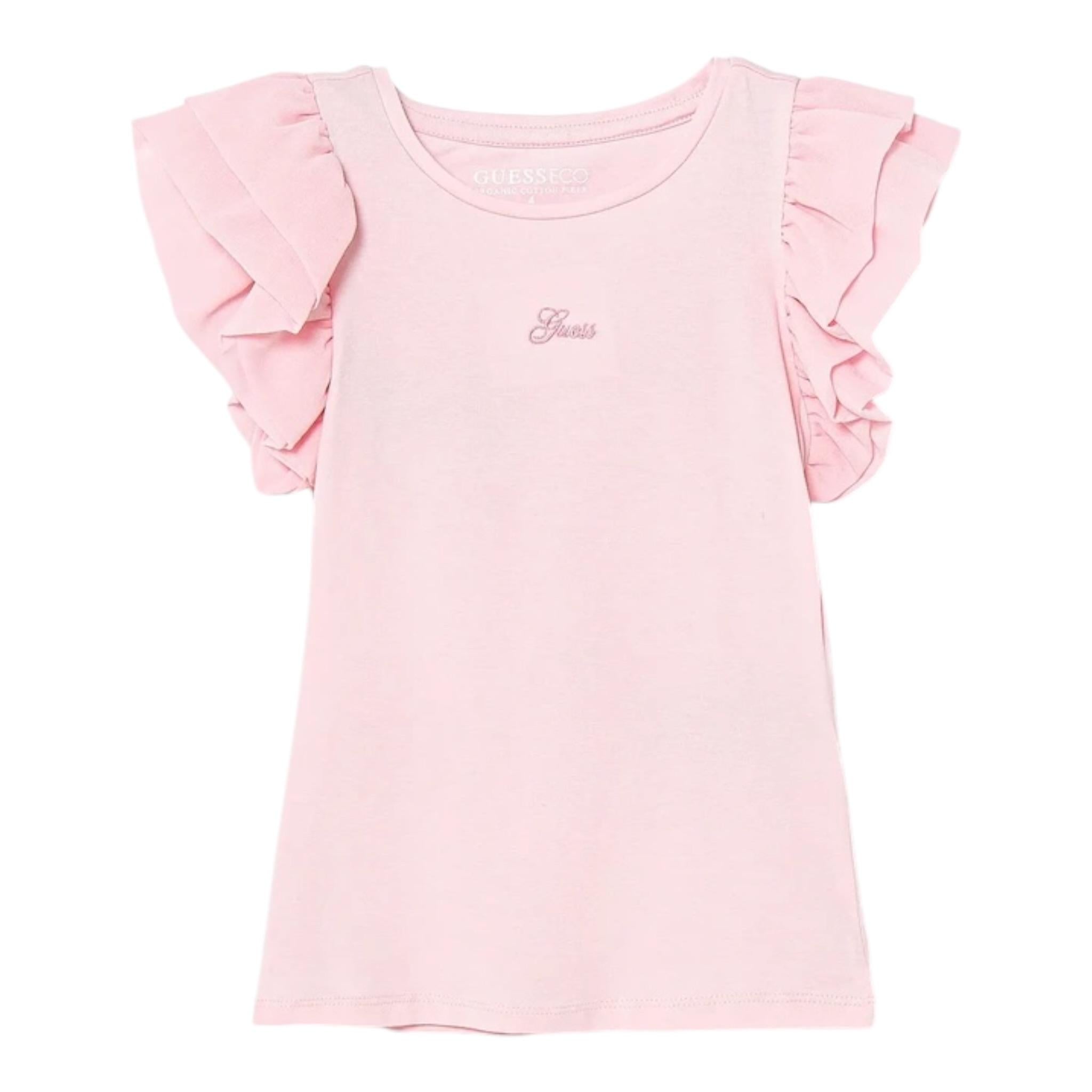 Guess T-Shirt Tinta Unita con Tulle per Neonata K5RI22K6YW4NXX ROSA GUESS 