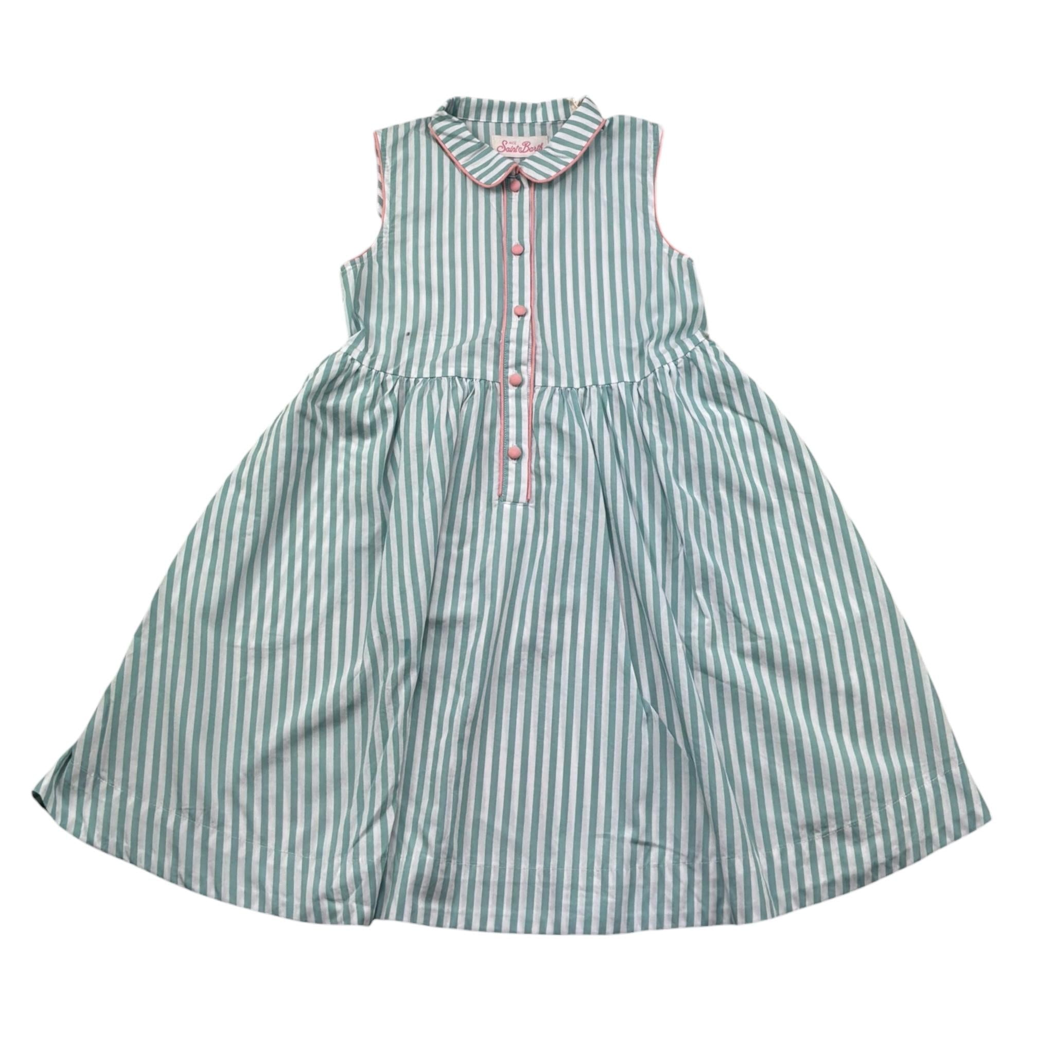 Saint Barth Abito Giromanica Fantasia A Righe per Bambina ELMA BIANCO/VERDE SAINT BARTH 