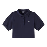 Il Gufo Polo Mezza Manica Tinta Unita Modello Crop per Neonata P25PC095MF032N BLU IL GUFO 